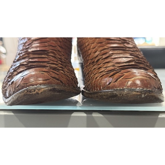 Vintage Tony Lama Python Snakeskin Brown Cowboy Boots Mens 10.5 D Exotic Western - Picture 16 of 16